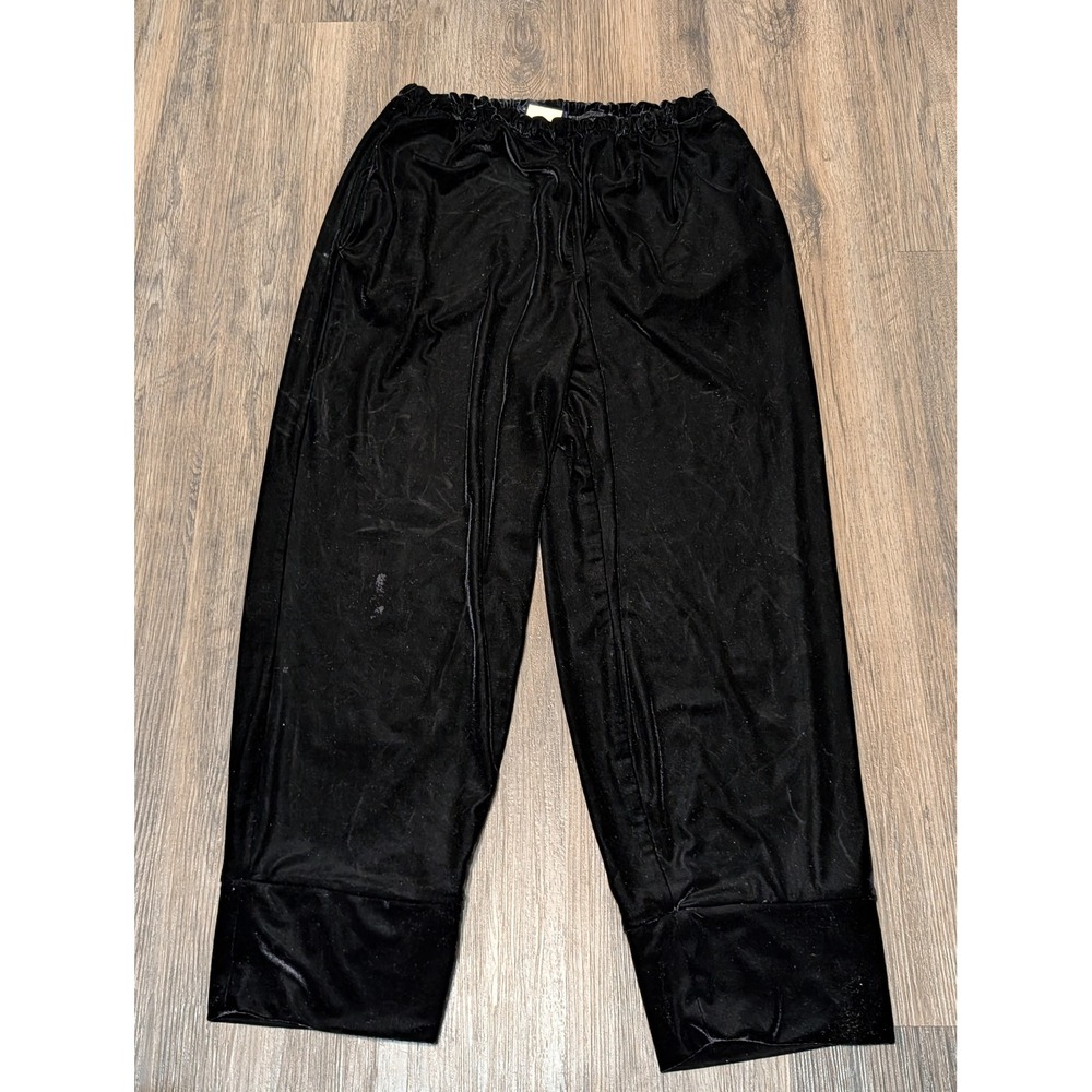 Anthropologie USA Velvet Pants Wide Leg Cropped Lounge Comfy Black Size‎ M flaws